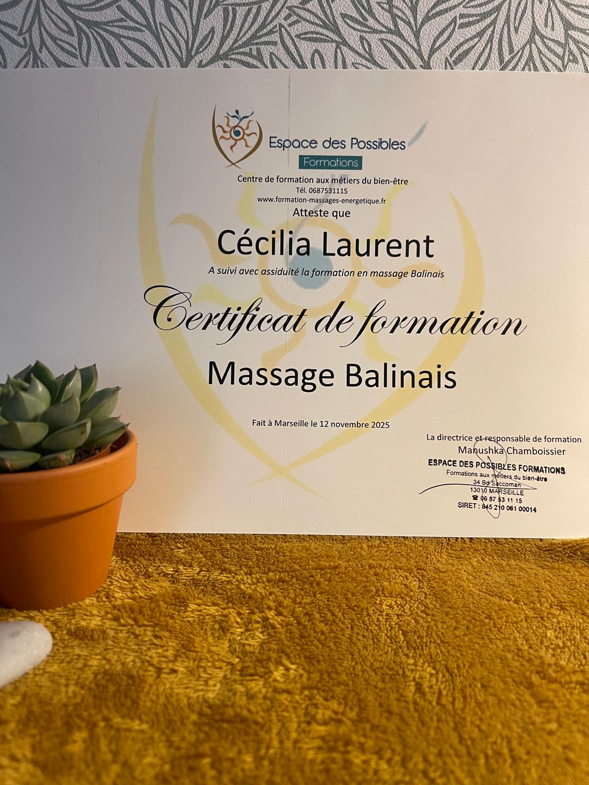 Diplôme Massage Balinais